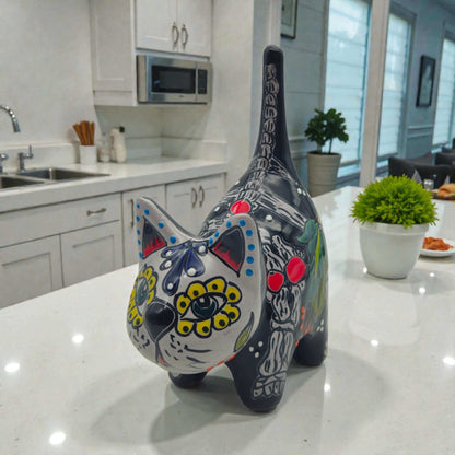 Talavera Cat Figurine | Day of the Dead Handcrafted Art