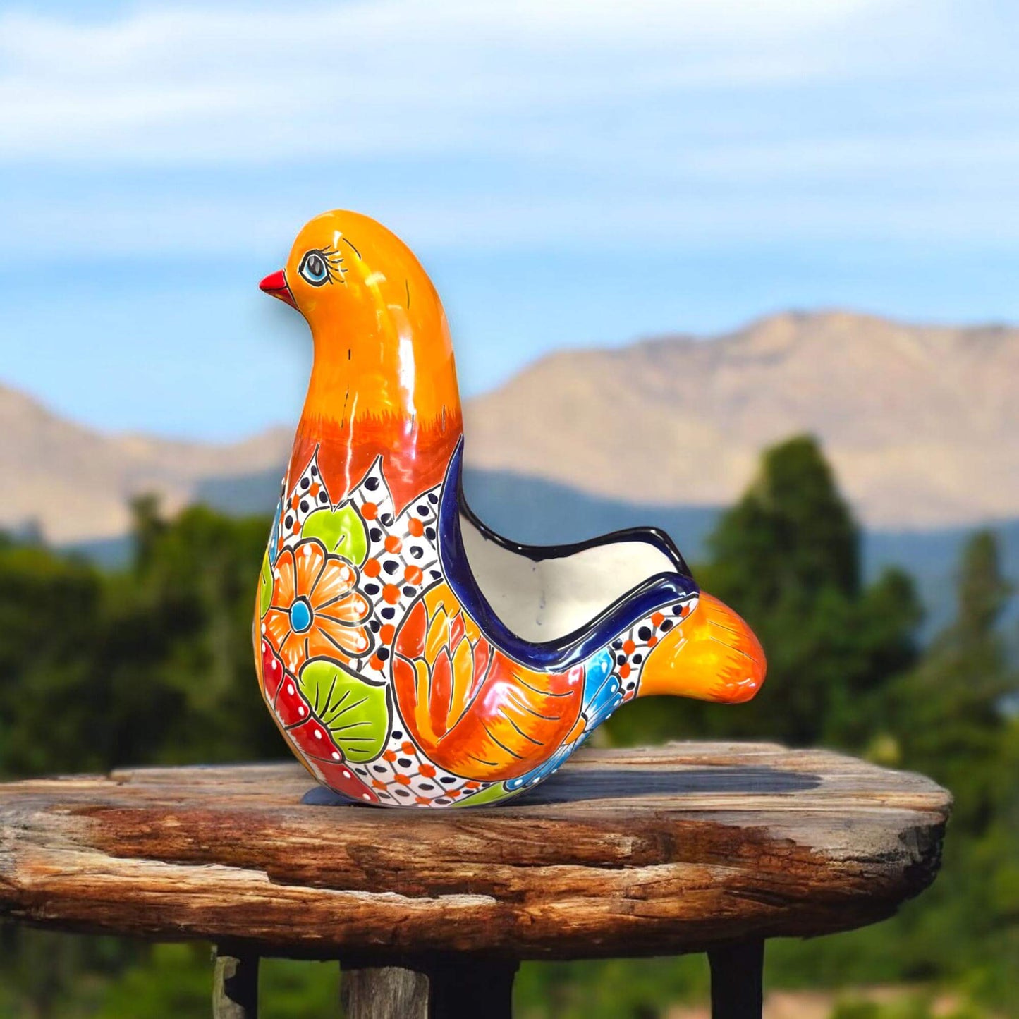 Talavera Dove Planter | Handcrafted Mexican Ceramic Bird Statue