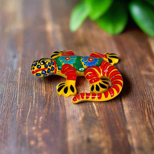 Talavera Lizard Figurine | Mexican Handcrafted Wall Decor