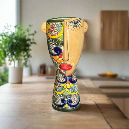 Talavera Lady Planter | Handcrafted Mexican Folk Art
