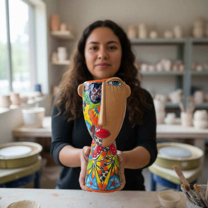 Talavera Lady Planter | Handcrafted Mexican Folk Art