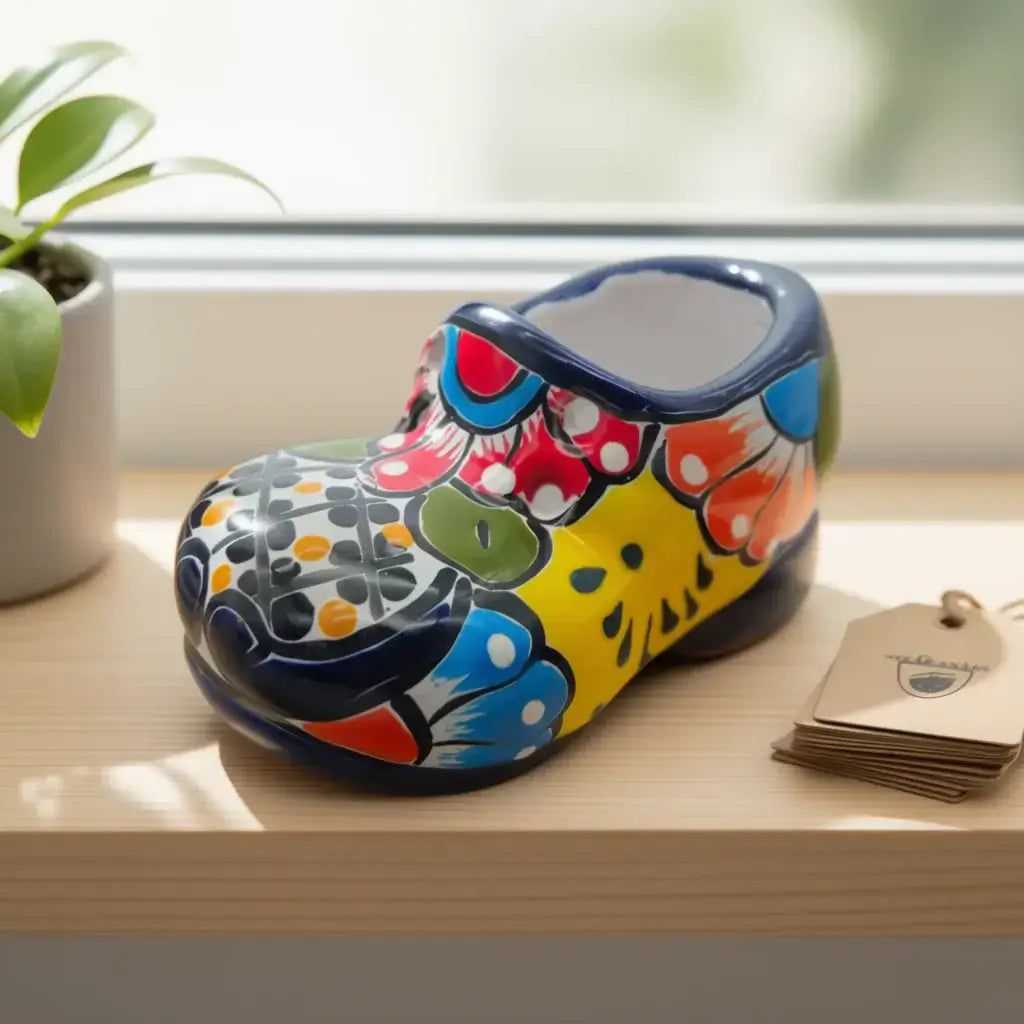 Vibrant Talavera Shoe Planter | Handcrafted Mexican Pottery