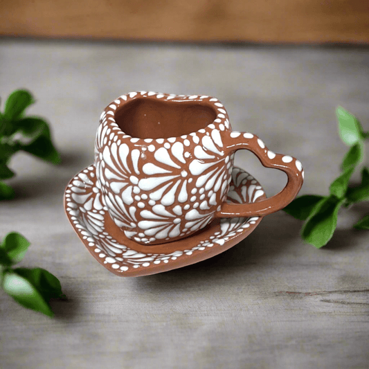 Heart Mug & Pitcher Set | Handmade Mexican Pottery (9-Pieces)