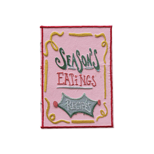 Season's Eatings Handmade Embroidered Fabric Recipe Book Quirks!