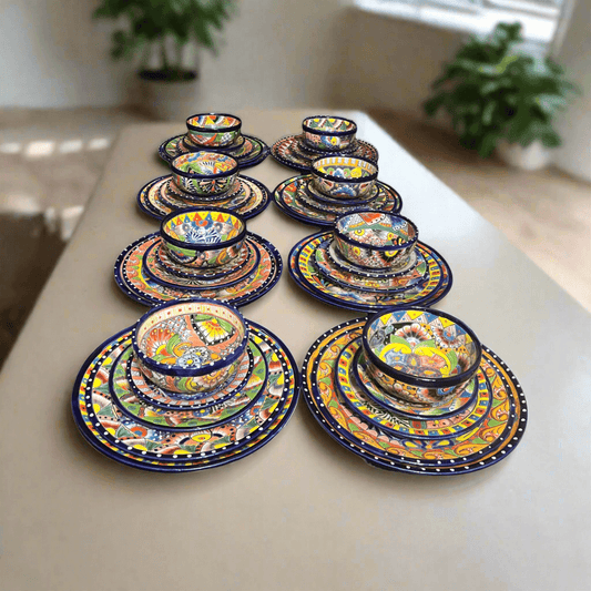 40-Piece Talavera Dinnerware Set | Colorful Tableware for 8