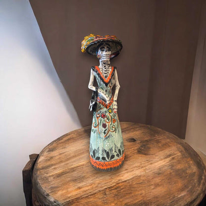 Talavera Catrina Figurine | Handmade Day of the Dead Skeleton Art