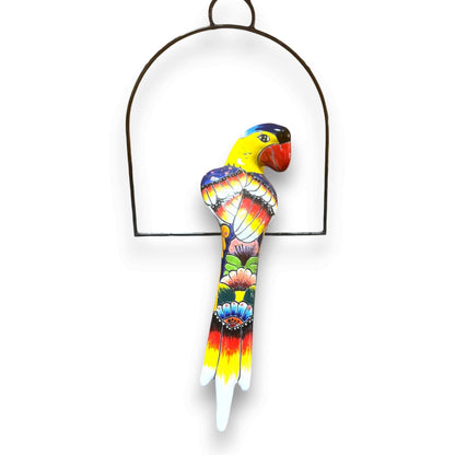Talavera Hanging Parrot | Colorful Mexican  Bird