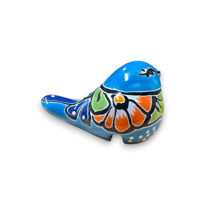 Talavera Pot Perching Bird | Handpainted Mexican Accent