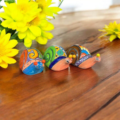 Colorful Talavera Snail Figurine | Mexican Ceramic Garden Decor