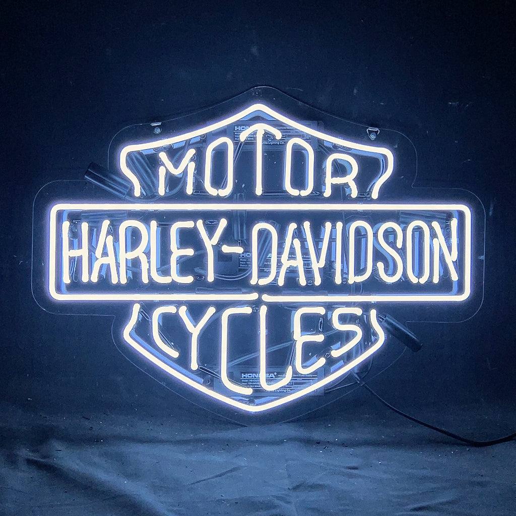 White Harley Davidson Motorcycle Neon Signs Light Neon Signs Land
