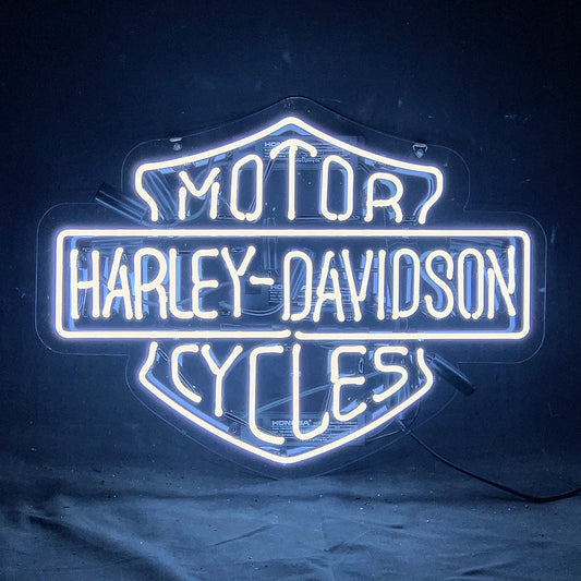 White Harley Davidson Motorcycle Neon Signs Light Neon Signs Land