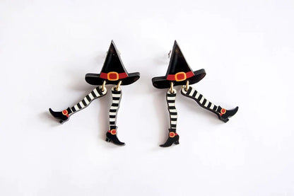 Hidden Witch Halloween Earrings by Laliblue
