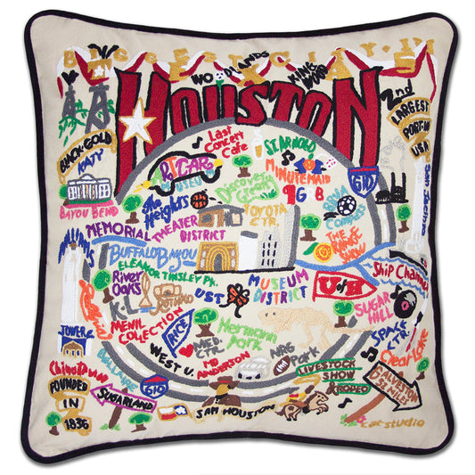 Houston Hand-Embroidered Pillow Quirks!