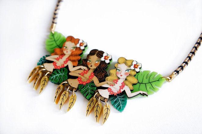 Hula Girls Necklace by Laliblue