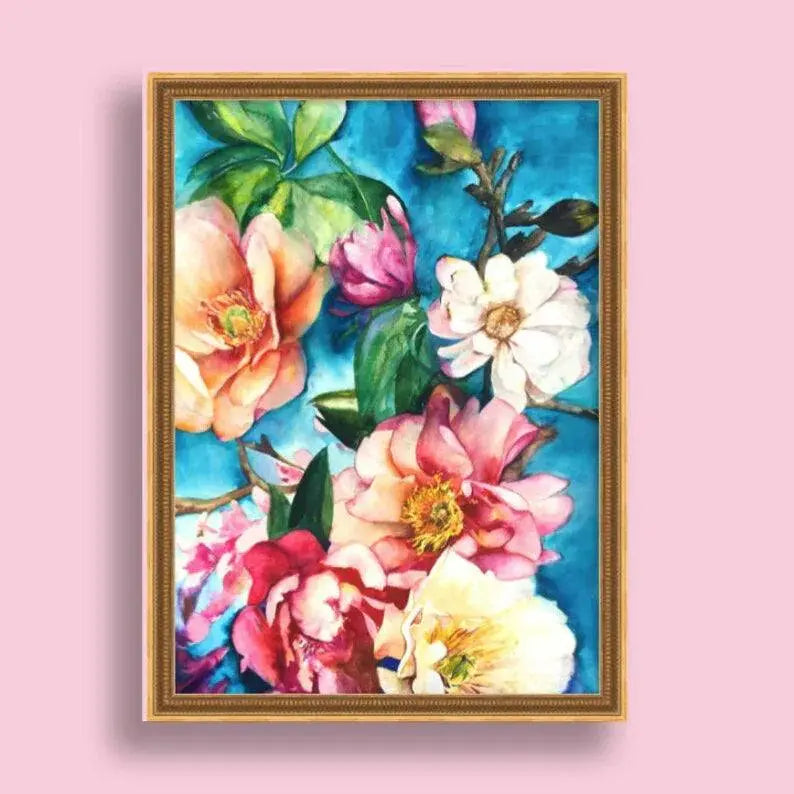 Tropical Floral I Original Watercolor – Vibrant Botanical Art