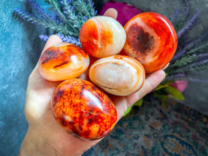 Ethically Sourced carnelian crystal Palm Stone