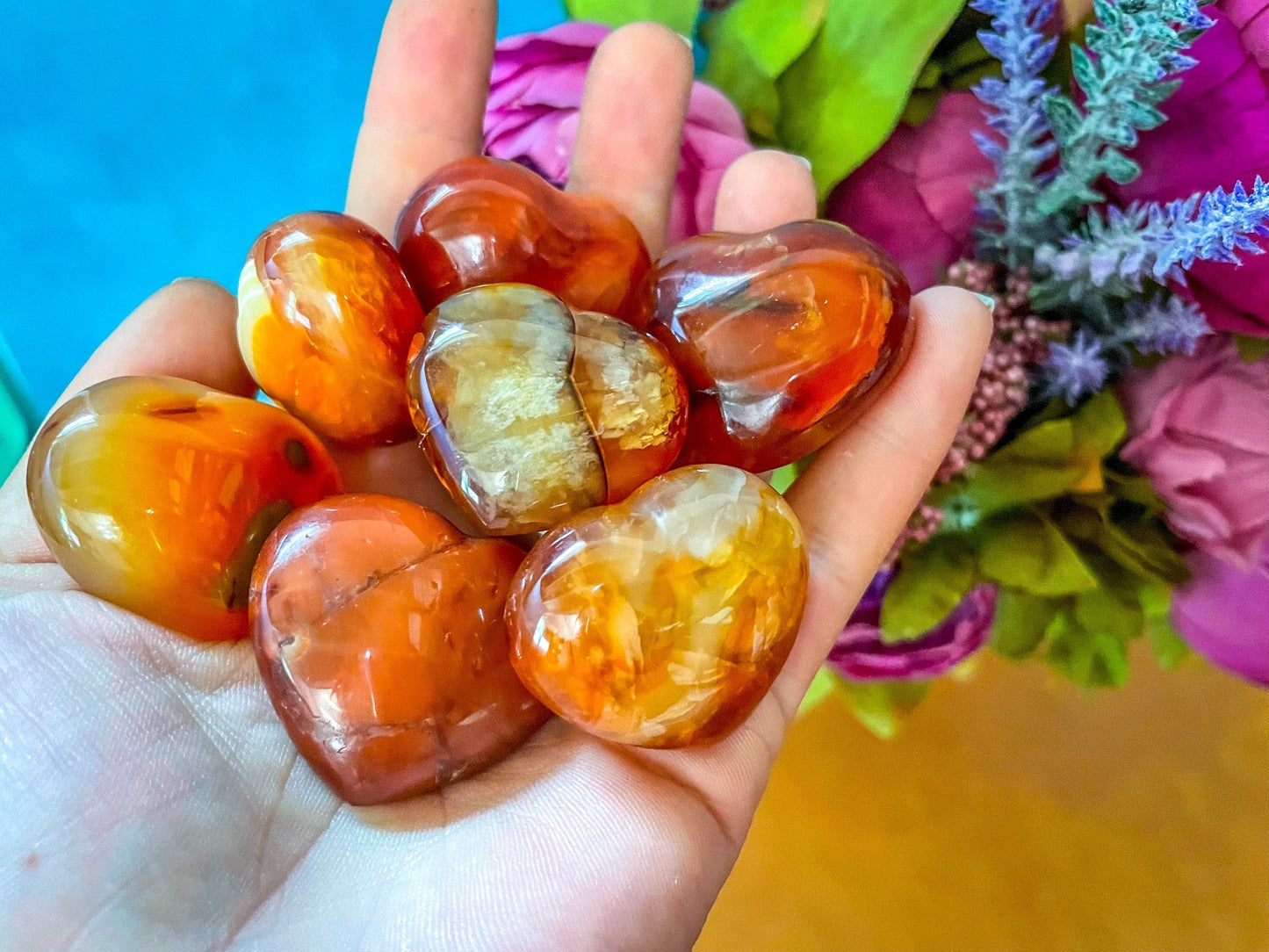 Pocket Sized Carnelian Hearts