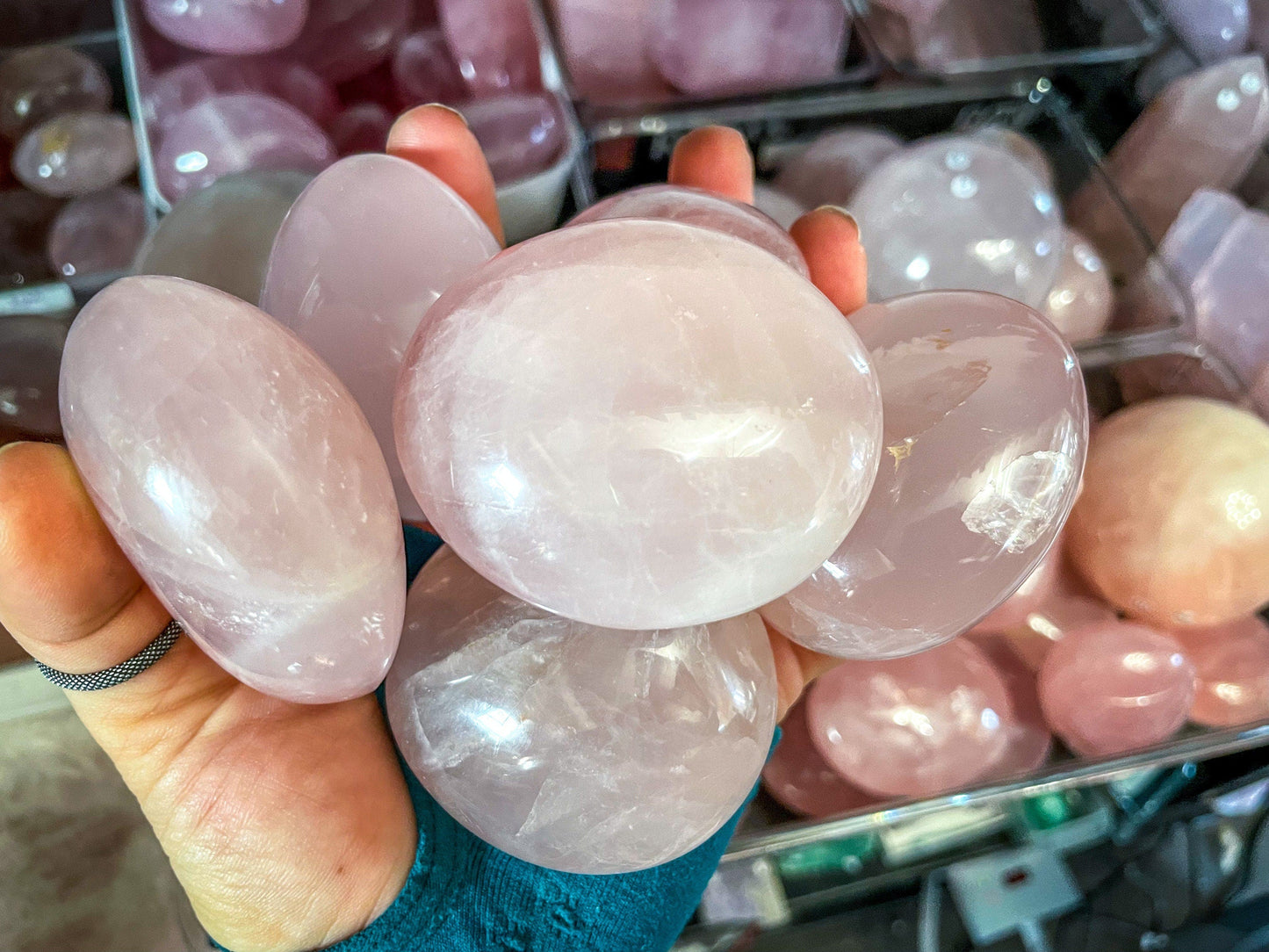 Rose Quartz Crystal Palm Stones