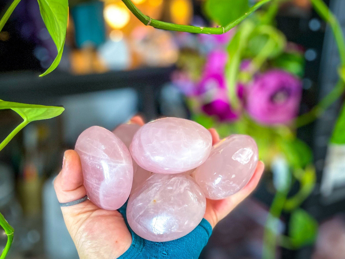 Rose Quartz Crystal Palm Stones
