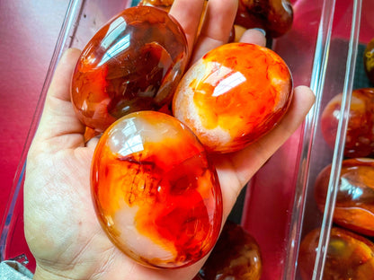 Ethically Sourced carnelian crystal Palm Stone