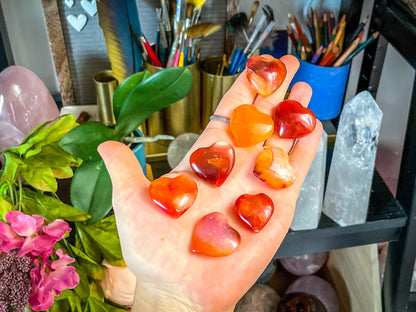 Pocket Sized Carnelian Hearts