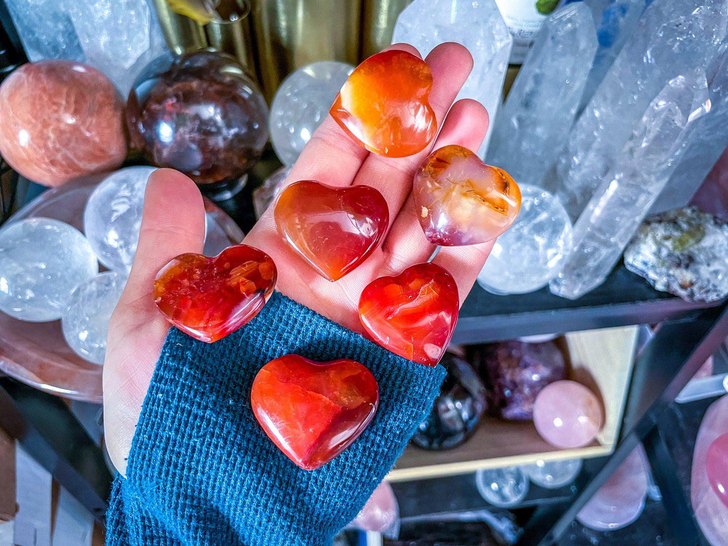 Pocket Sized Carnelian Hearts