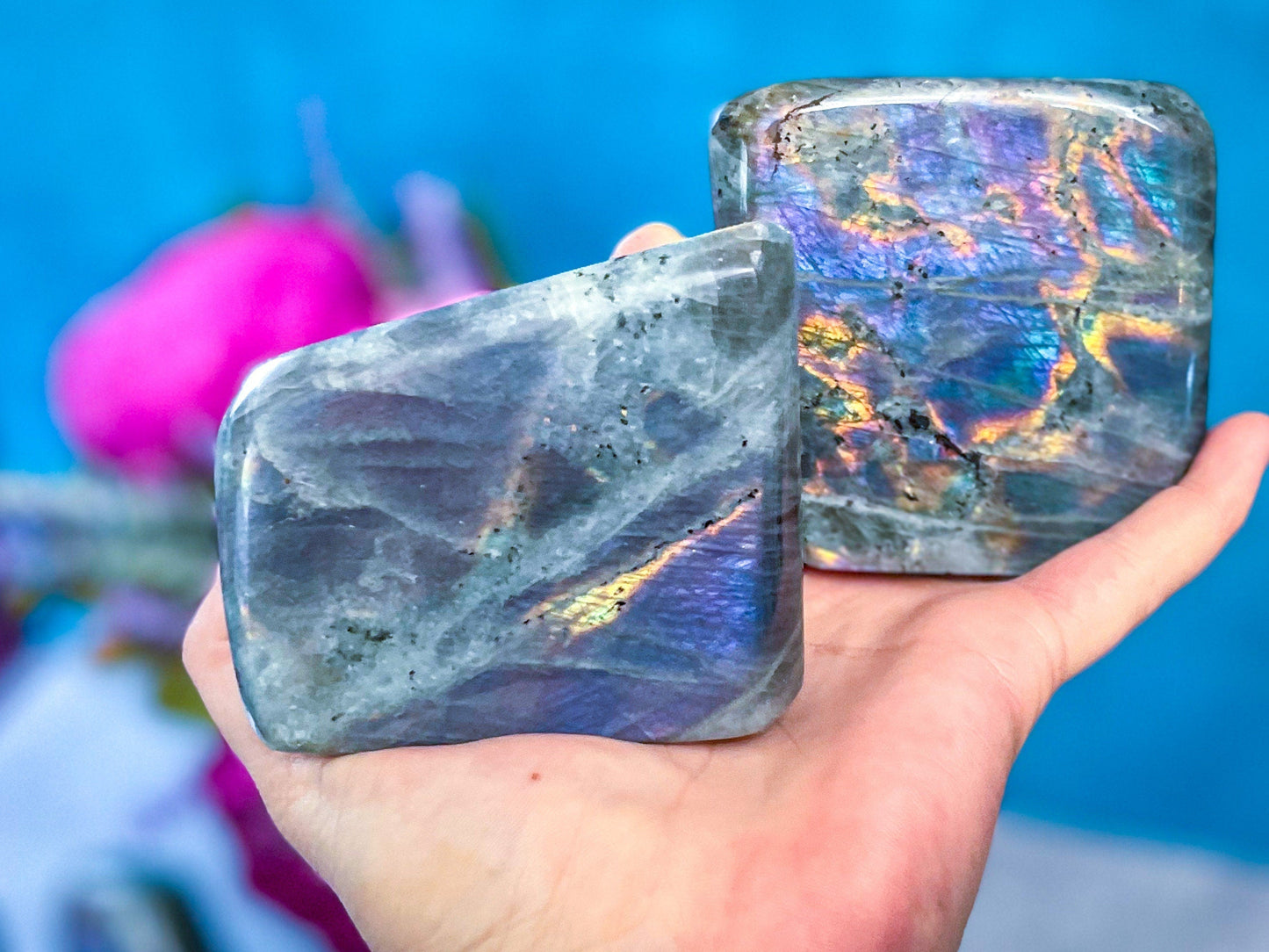 Purple Labradorite Crystal Freeform, Rainbow Labradorite, White Labradorite