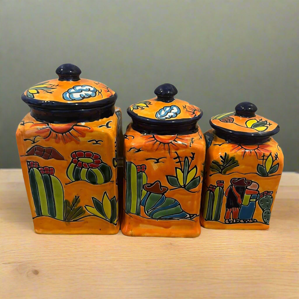 Talavera Canister Set | Colorful Handmade Panchito Pottery
