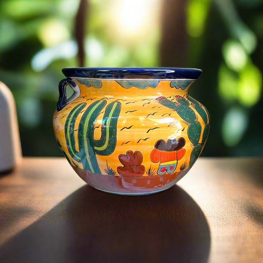 XL Talavera Flower Pot | Hand-Painted Desert Design Planter