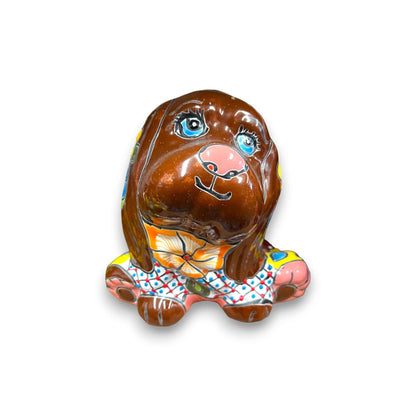 Colorful Talavera Dog Planter | Handcrafted Mexican Pot