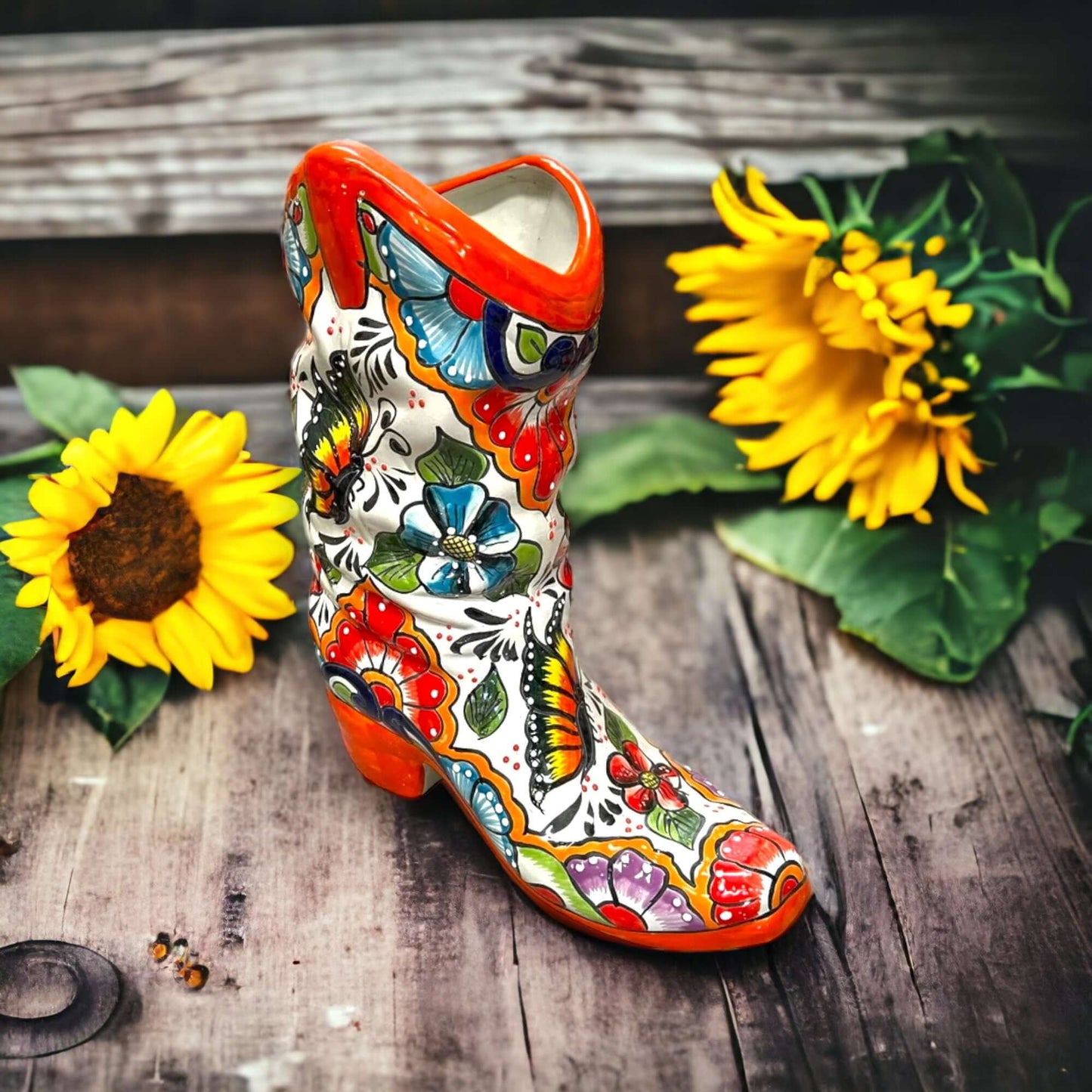 Colorful Boot Planter | Handcrafted Talavera Pot