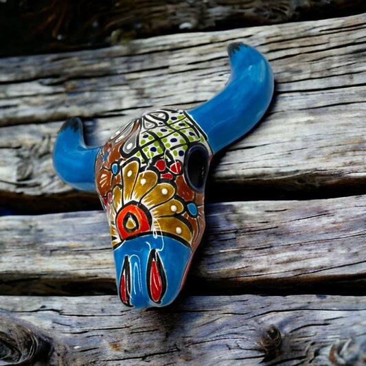 Talavera Bull Skull Wall Decor | Colorful Handcrafted Longhorn Art