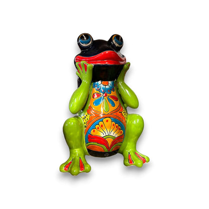 Talavera Frog Statue | Vibrant Hand-Painted Mexican Ceramic Art