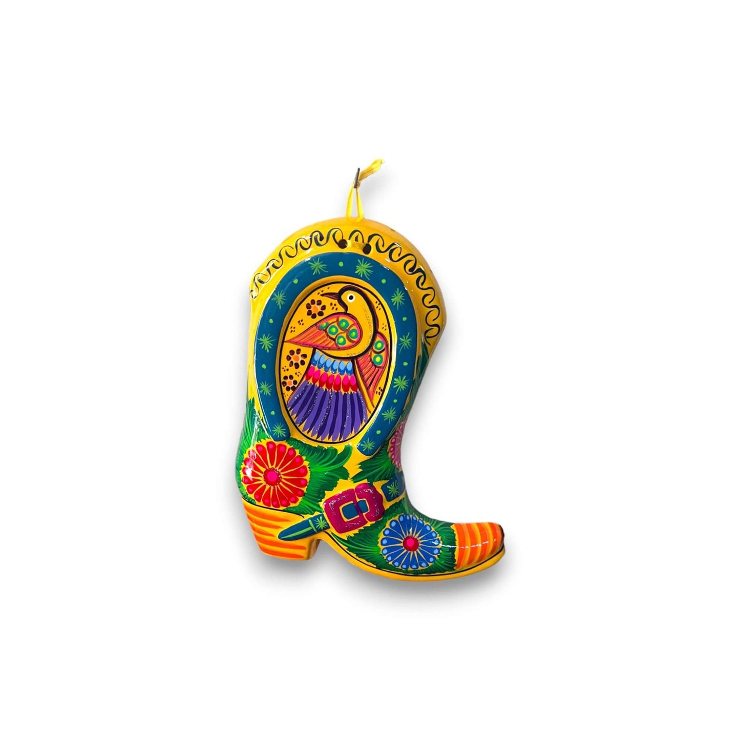 Guerrero Cowboy Boot Wall Art | Mexican Hand-Painted Pottery Decor