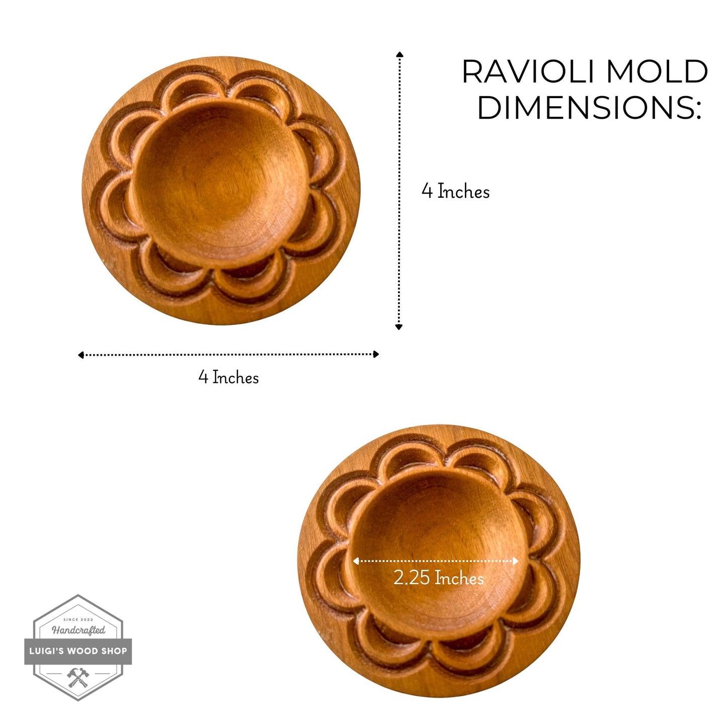 Artisan Ravioli Mold – Solid Wood, Detailed Design