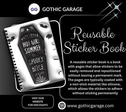 Gothic Spooky Bitch Season Reusable Sticker Book, Gothic Vibe Sticker Album, Perfect Gift to Personalize for Goth Lovers & Sticker Collector