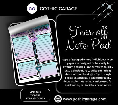Gothic Kawaii Drunk Skeleton Notepad: Task Management Stationery
