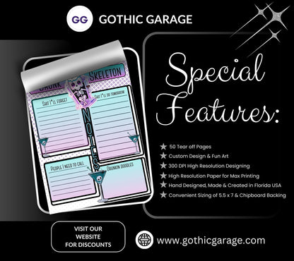 Gothic Kawaii Drunk Skeleton Notepad: Task Management Stationery