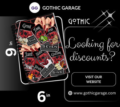 7 Deadly Sins Reusable Sticker Book, Gothic Vibe Sticker Album, Perfect Gift to Personalize for Goth Lovers & Sticker Collectors