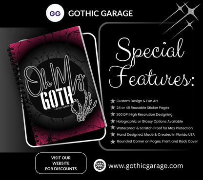 Oh My Goth Skeleton Hand Reusable Sticker Book, Perfect Gift to Personalize,  Sticker Organizer Album