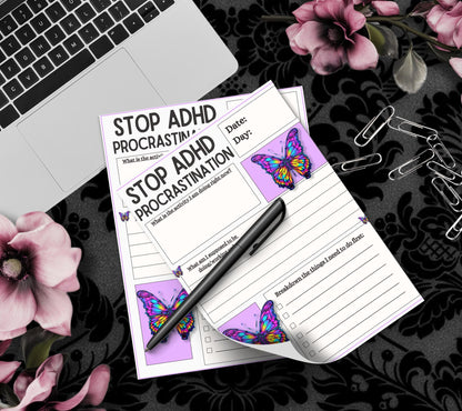 ADHD Procrastination Notepad: Daily Planner, 50 Tear-Off Pages
