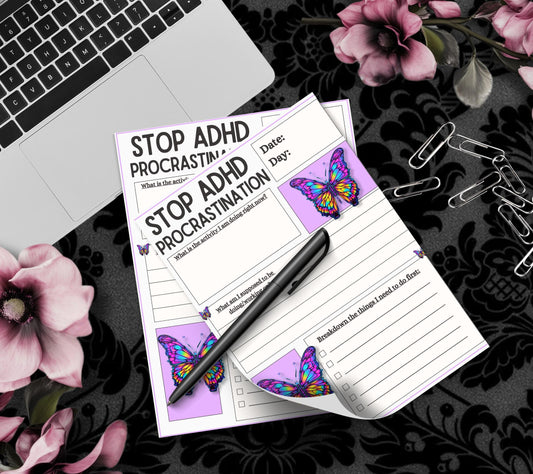 ADHD Procrastination Notepad: Daily Planner, 50 Tear-Off Pages