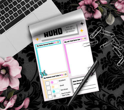 Adult ADHD Humor Notepad, Sarcastic & Sassy, Perfect Gift for Adults Coping with ADHD, Coworkers and Friends