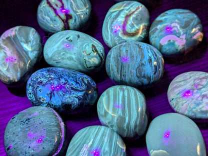 High Grade Blue Amber Tumbled Stones