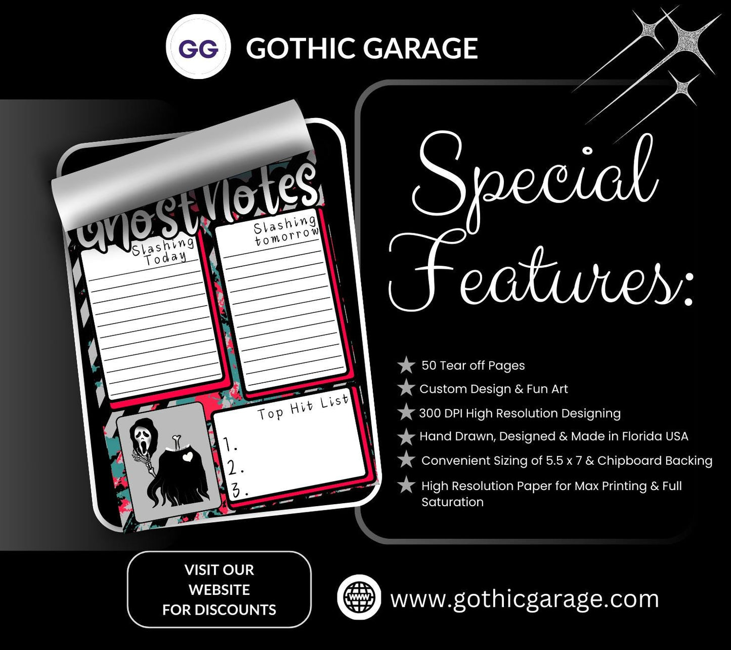 Ghost Notes Slasher Notepad: Spooky To-Do List Stationery
