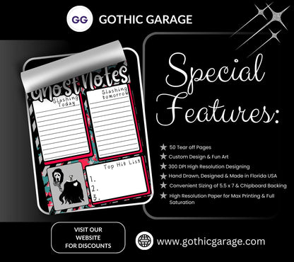 Ghost Notes Slasher Notepad: Spooky To-Do List Stationery