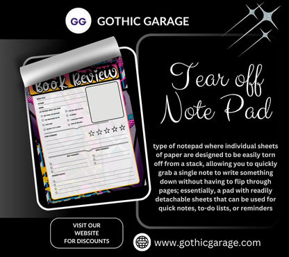 Spooky Pop Art Book Review Tear-Off Notepad – 50 Sheets of Aesthetic Reader Review Pages for Bookworms, Bloggers & Booktok