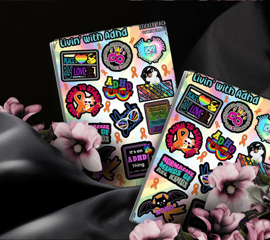 ADHD/Neurodivergent Life Funny Sticker Sheet, Budget Friendly Gift for Friends, Collecting and Scrapbooking