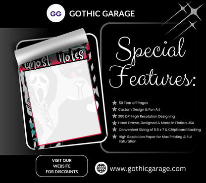 Blank Ghost Notes Tear-Off Notepad – 50 Sheets of Spooky Cute Stationery for Horror Fans & Hauntingly Organized Lists