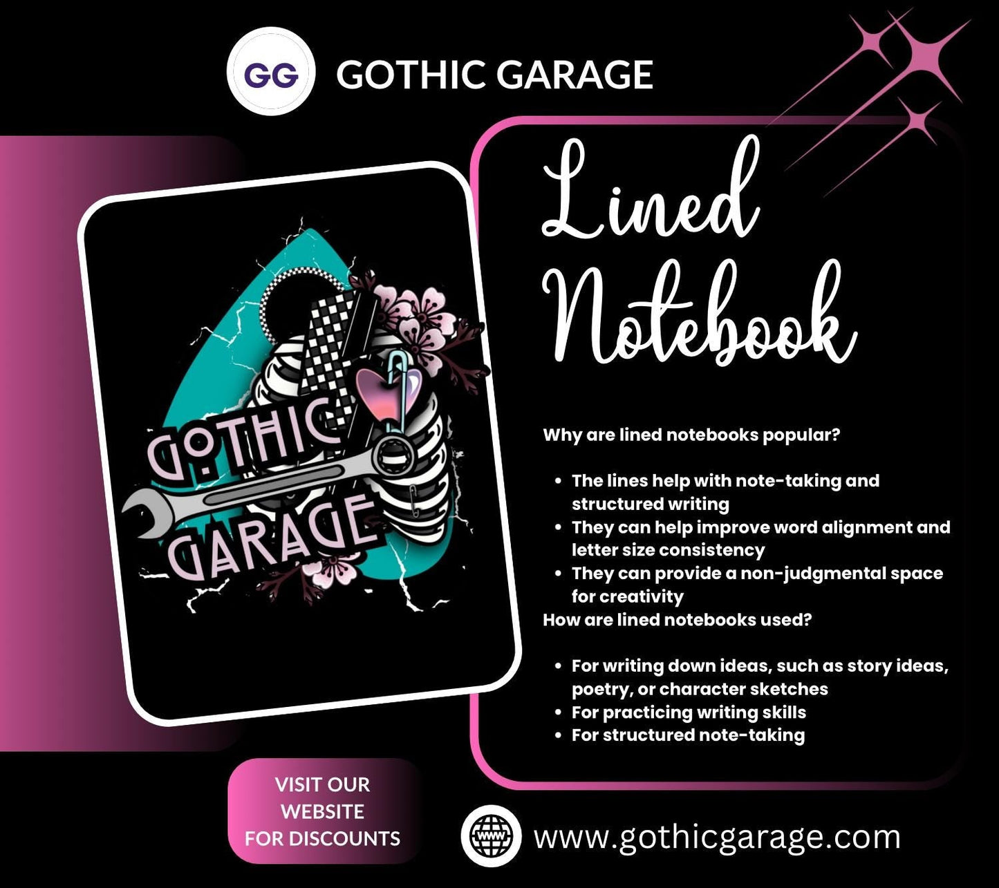 Rebel Heart – Gothic Punk Love Notebook – 160 Lined Pages for Daily Tasks, Notes, and Personal Writing